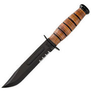 Cuchillo USMC negro, filo dentado, acero 1095 (56-58 HRC)