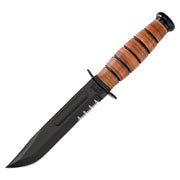 Cuchillo U.S.ARMY negro con hoja dentada, acero carbono 1095