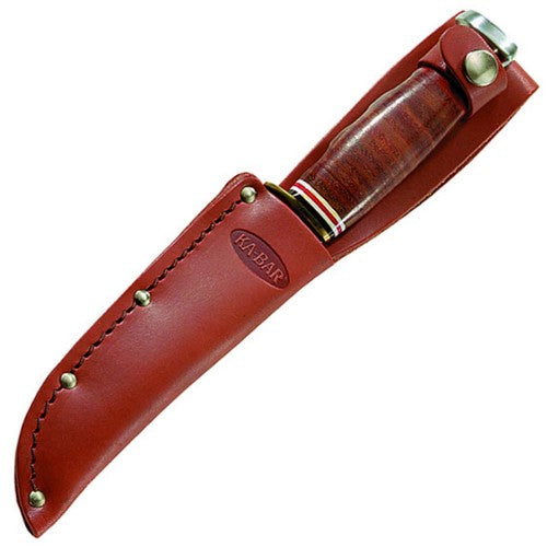 Cuchillo de caza Hunter pequeño con mango de cuero y hoja de acero inoxidable 1.4116