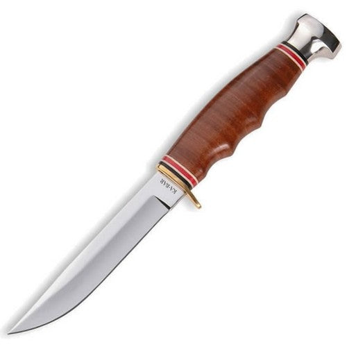 Cuchillo de caza Hunter pequeño con mango de cuero y hoja de acero inoxidable 1.4116