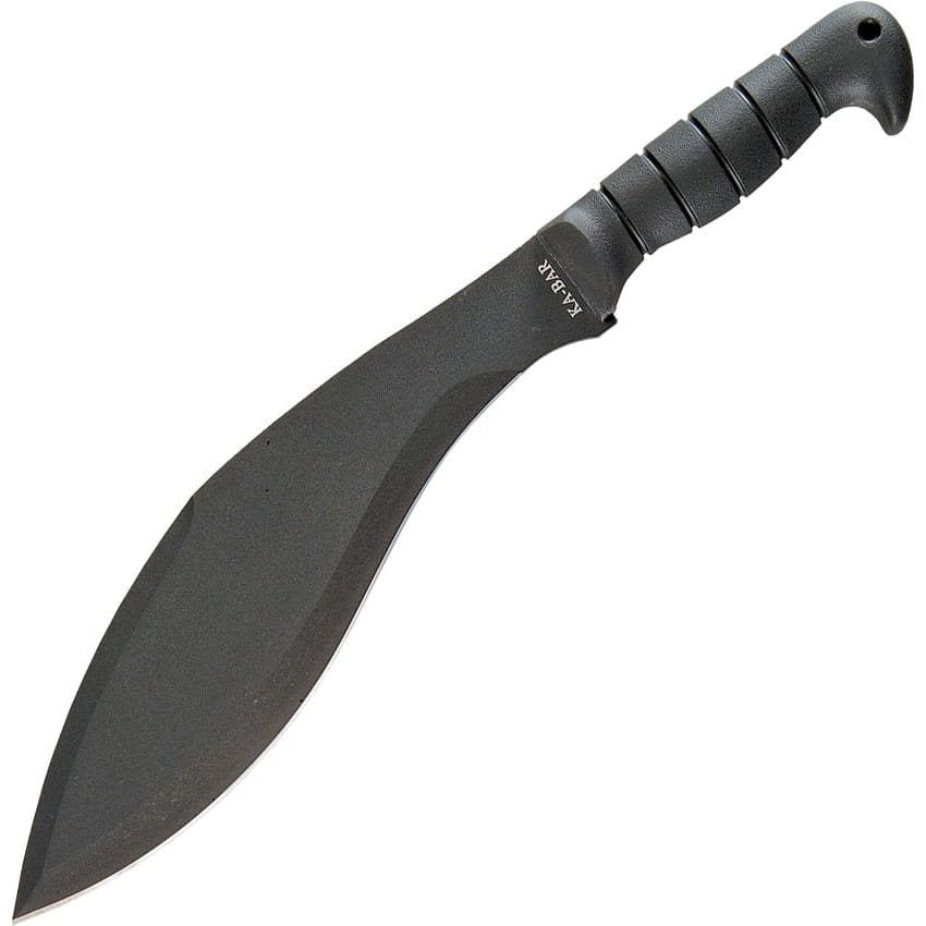 Machete Kukri KA-BAR con hoja de acero 1085 negra, hoja 29,2 cm y longitud total 43,2 cm