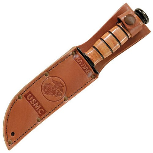 Cuchillo USMC Short - versión reducida KA-BAR (~3/4), hoja filo liso, negro
