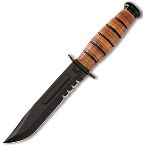 Cuchillo U.S.M.C. 5-1/4" con filo parcialmente serrado (versión reducida KA-BAR)