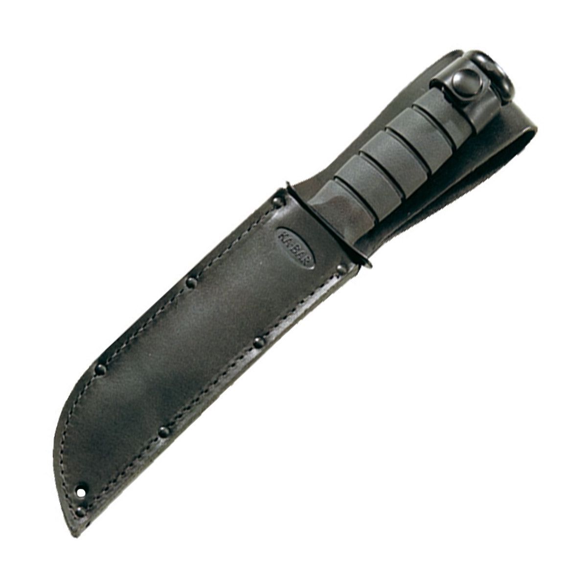 Cuchillo KA-BAR reducido negro con hoja tipo tanto y filo parcialmente serrado