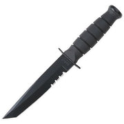 Cuchillo KA-BAR reducido negro con hoja tipo tanto y filo parcialmente serrado