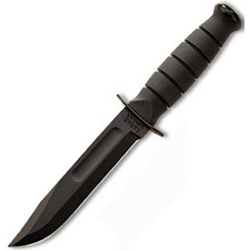Cuchillo Fighting/Utility Short negro, hoja lisa con funda de cuero negra