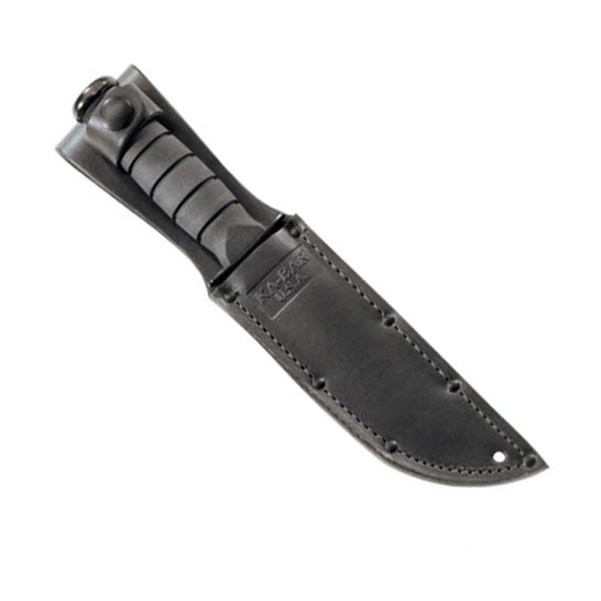 Cuchillo FIGHTING/UTILITY SHORT con filo parcialmente serrado y funda de cuero