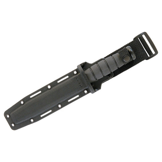Cuchillo Fighting/Utility Short negro con hoja recta y funda táctica de plástico