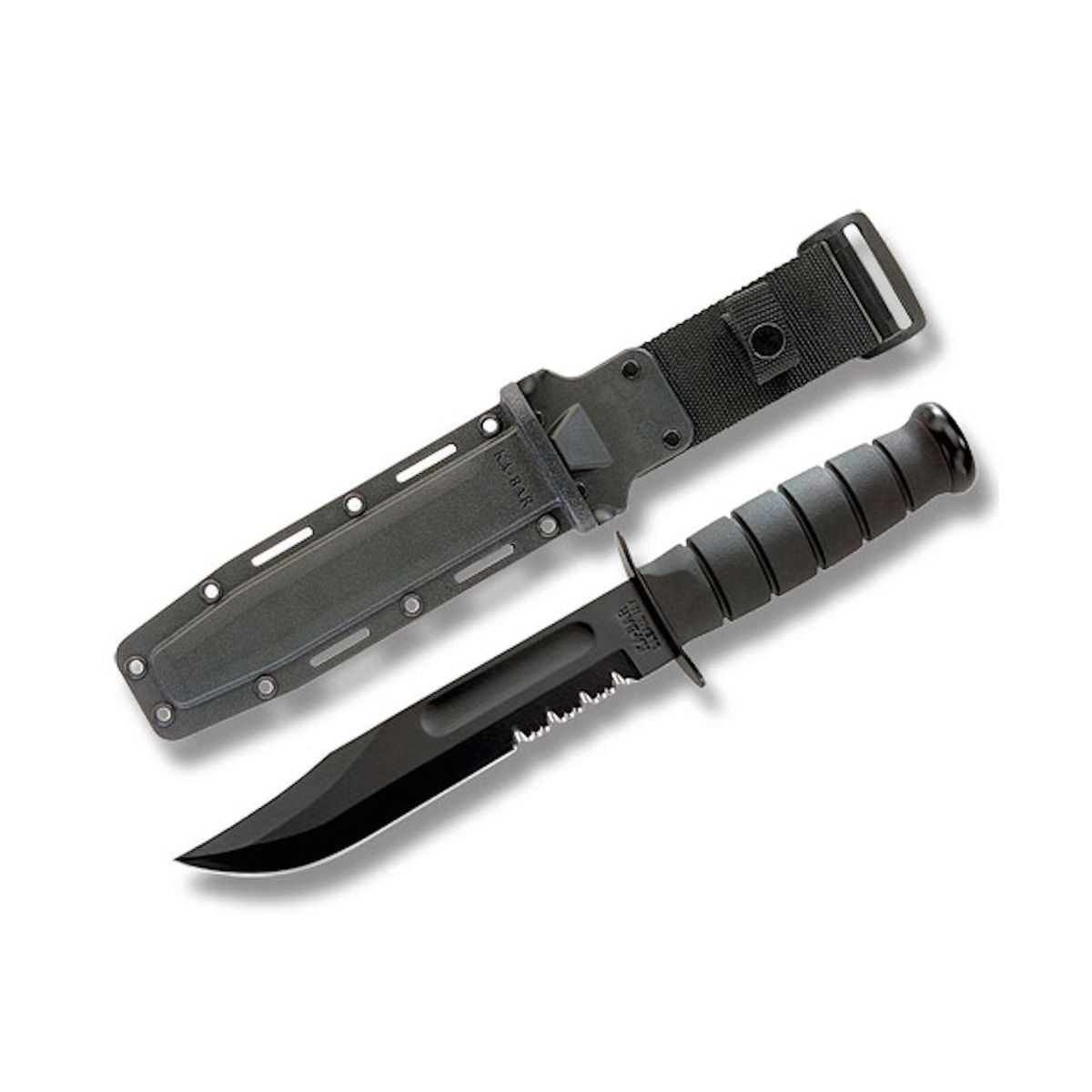 Cuchillo FIGHTING/UTILITY SHORT negro con filo parcialmente dentado