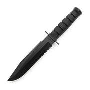 Cuchillo FIGHTER con hoja combinada negra, acero 1095 y mango Kraton G con funda negra