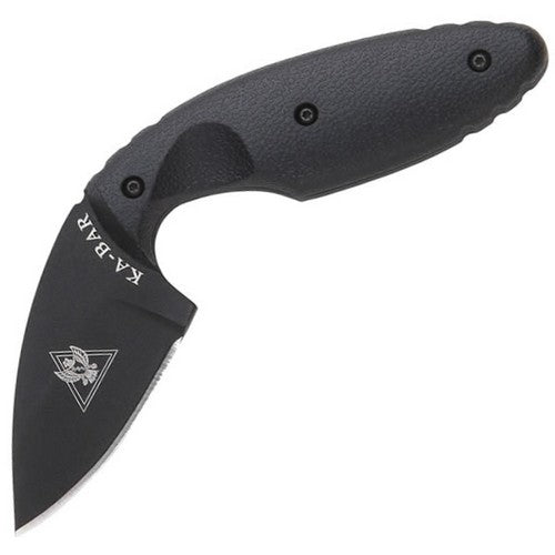 Navaja táctica Ka-Bar TDI negra, filo liso, hoja de acero AUS 8 A con funda oculta