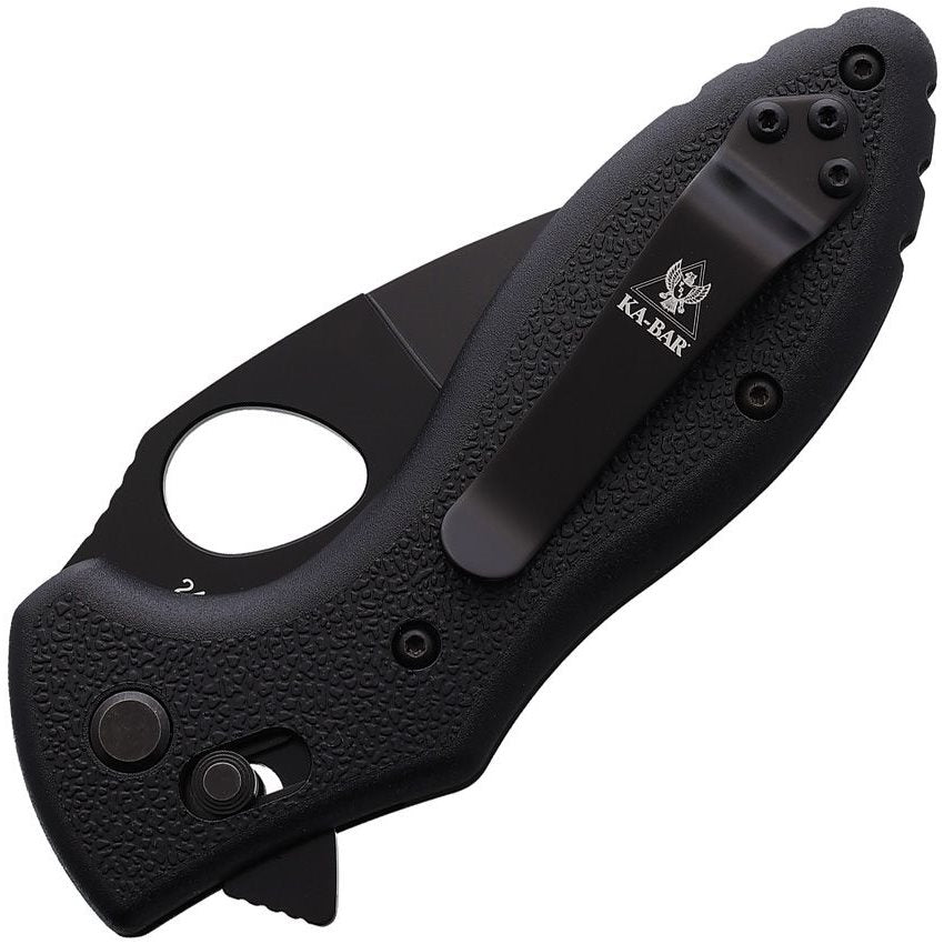 Navaja plegable TDI CROSSBAR negra, hoja lisa 7,62 cm en acero AUS-8A, mango plastico, flipper y clip