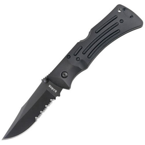 Navaja plegable KA-BAR MULE Folder dentada negra con clip
