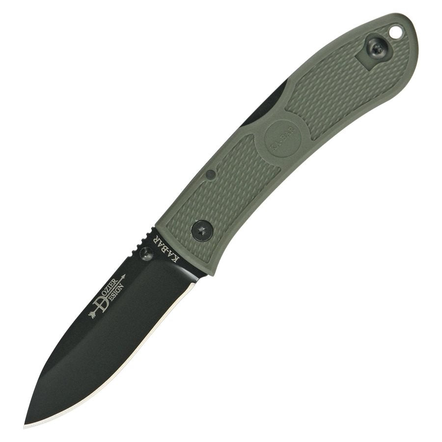 Navaja plegable DOZIER HUNTER KA-BAR, hoja lisa plateada y mango negro