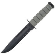 Cuchillo de combate KA-BAR con filo parcialmente serrado y funda de plástico Foliage Green