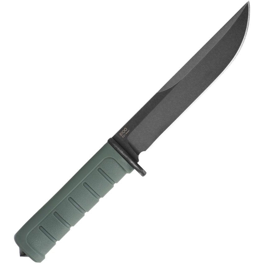 Cuchillo DUST I verde con hoja lisa y cuerpo robusto