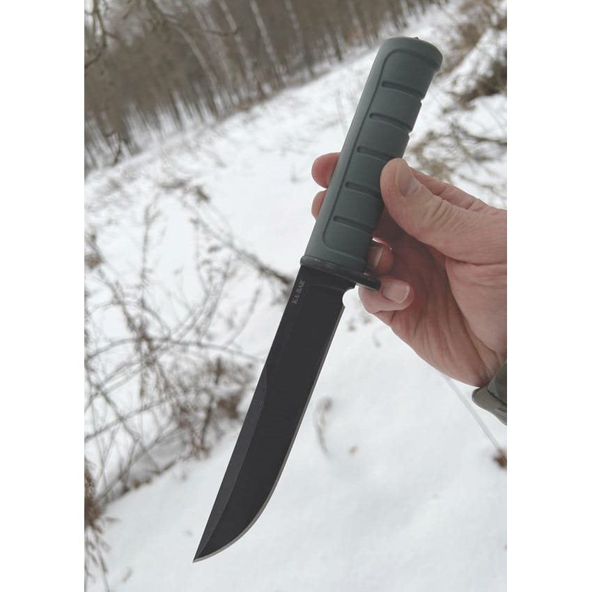 Cuchillo DUST I verde con hoja lisa y cuerpo robusto
