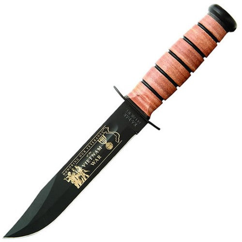 Cuchillo KA-BAR USMC Vietnam War con hoja lisa y grabado USMC