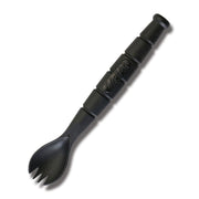 Cuchara táctica negra 3 en 1: cuchara, tenedor y cuchillo táctico