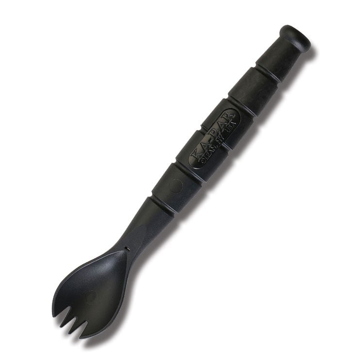Cuchara táctica negra 3 en 1: cuchara, tenedor y cuchillo táctico