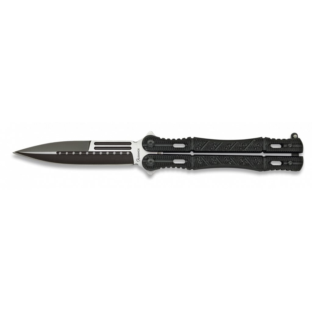Navaja mariposa negra 02099 con mango de aluminio y seguro