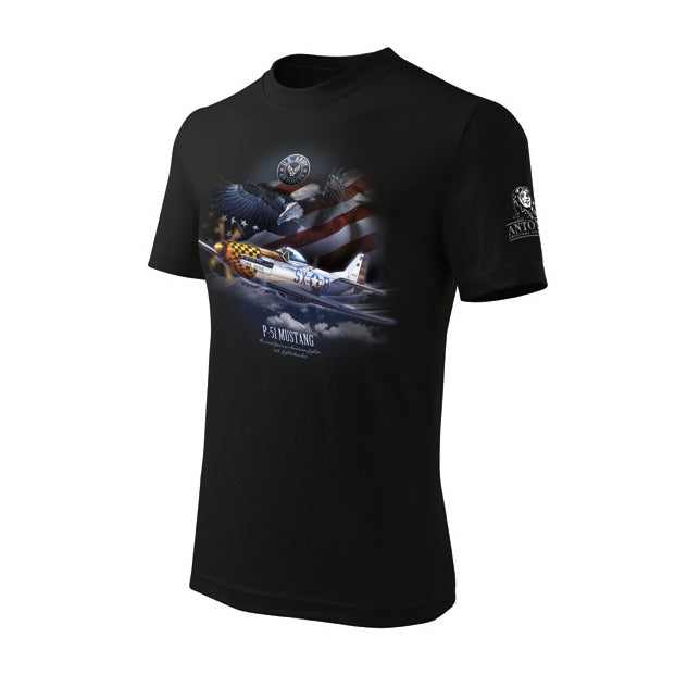 Camiseta P-51 Mustang con estampado a todo color, manga corta