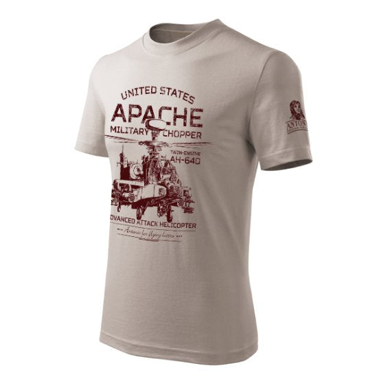 Camiseta de manga corta con estampado del helicóptero de combate Apache AH-64D