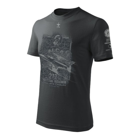 Camiseta gris oscuro con estampado del caza L-159 ALCA