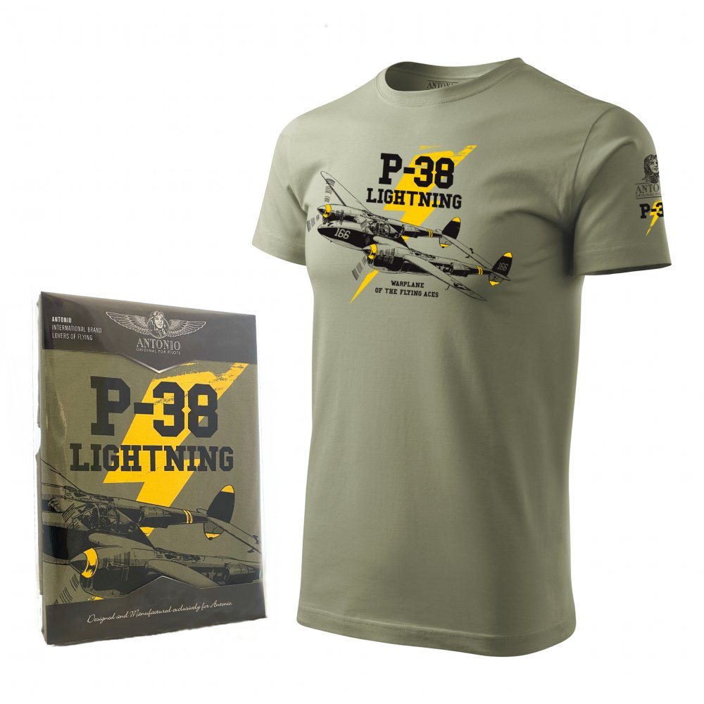 Camiseta manga corta con motivo del caza bimotor P-38 LIGHTNING