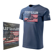 Camiseta azul con estampado del caza F4U Corsair