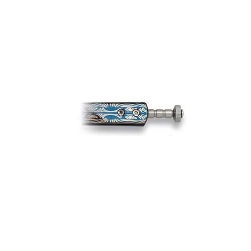 Navaja mariposa RAIN BLUE con ornamentos azul y plateado y seguro ajustable