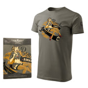 Camiseta BOMBS AWAY gris verdoso con estampado Pin-up de chica sentada en una bomba