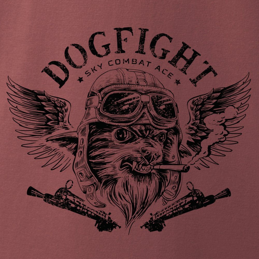 Camiseta roja DOGFIGHT con motivo de as de combate