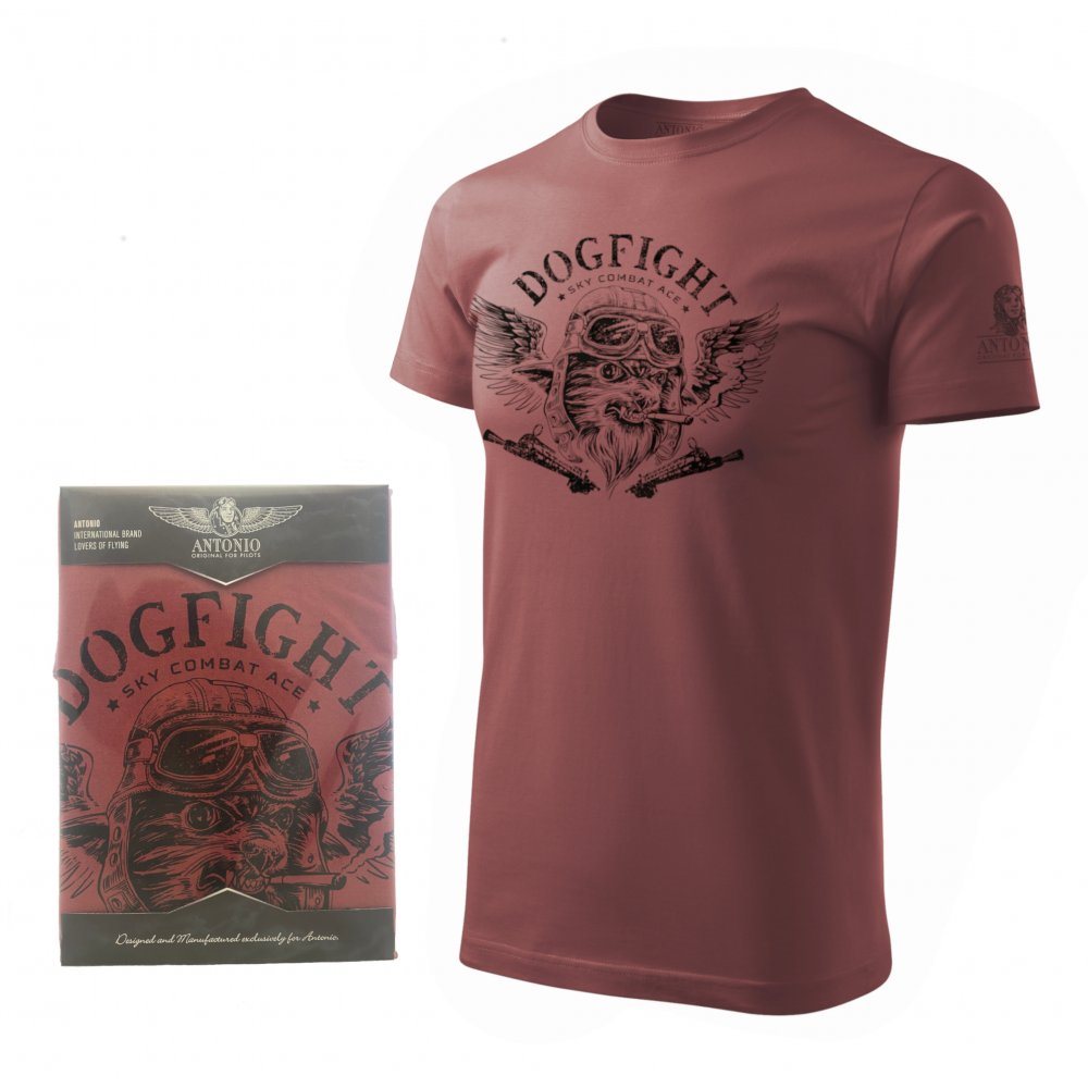 Camiseta roja DOGFIGHT con motivo de as de combate