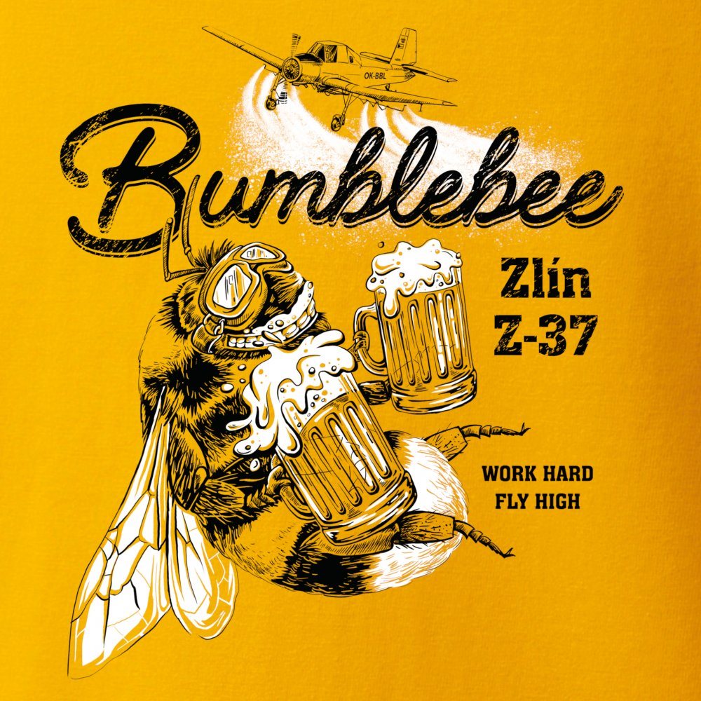Camiseta amarilla con estampado del avión ZLÍN Z-37 (Bumblebee)