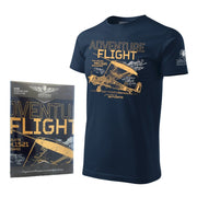 Camiseta azul ADVENTURE FIGHT con motivo del avión Max Holste MH.1521 Broussard