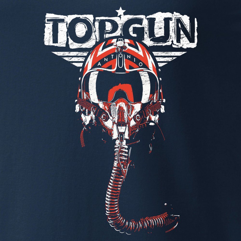 Camiseta Top Gun azul de algodón, manga corta con motivo de la película