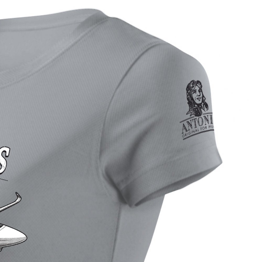 Camiseta femenina gris con estampado del planeador SZD-54-2 PERKOZ
