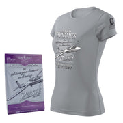 Camiseta femenina gris con estampado del planeador SZD-54-2 PERKOZ