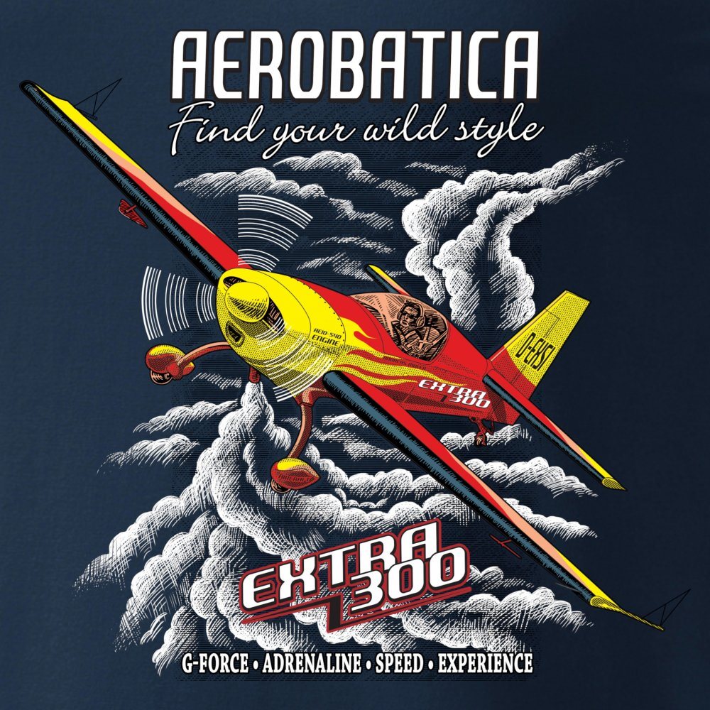 Camiseta EXTRA 300 azul con motivo del avión acrobático Extra 300