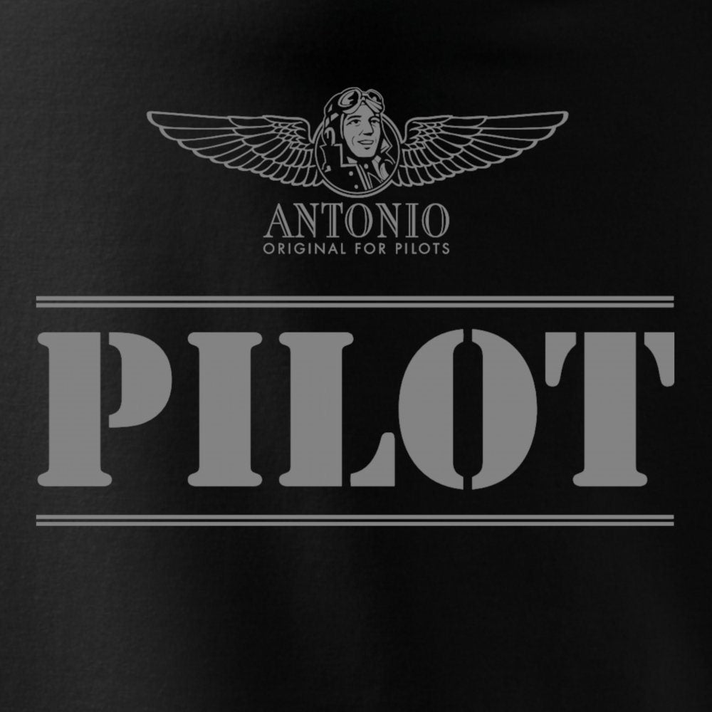 Camiseta negra de manga corta con estampado 'PILOT' estilo aviación