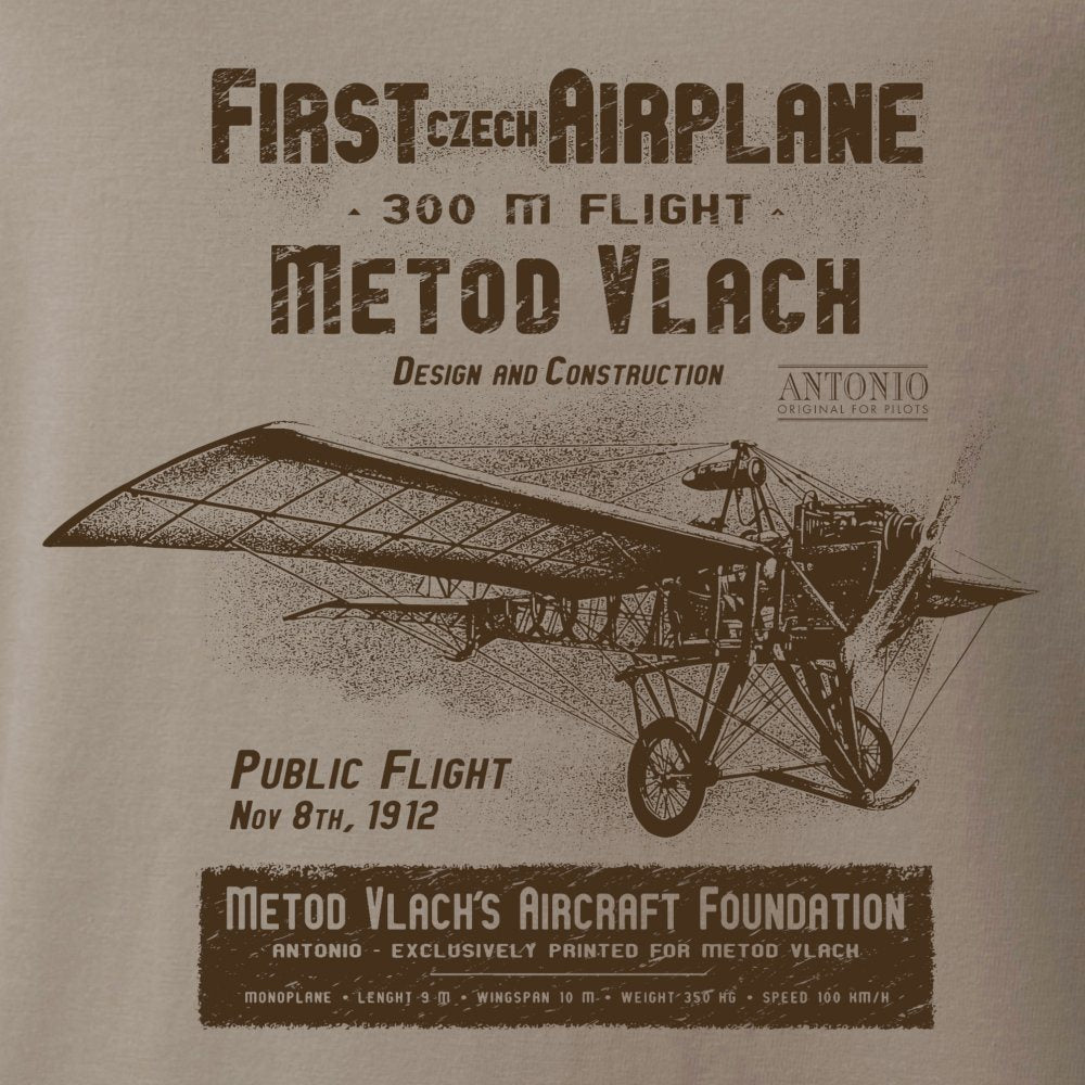 Camiseta marrón en homenaje al aviador checo Metod Vlach