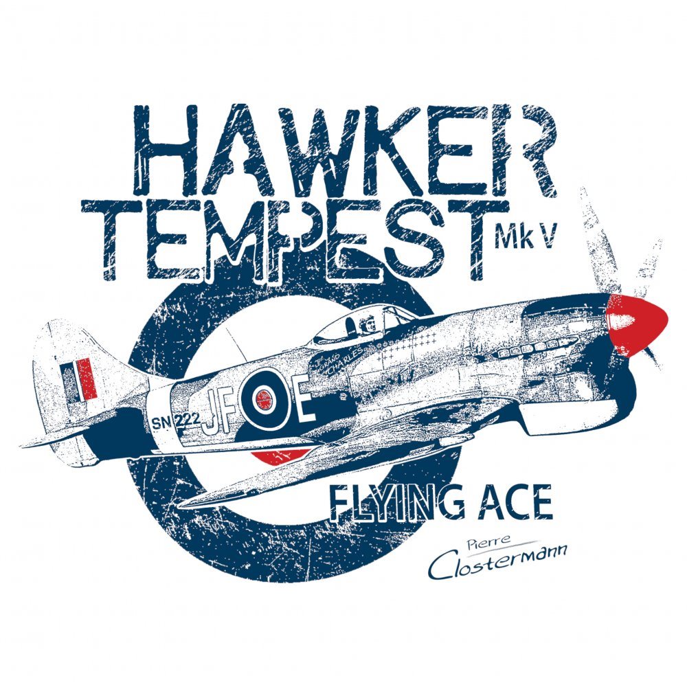 Camiseta RAF Hawker Tempest blanca con motivo de la Segunda Guerra Mundial