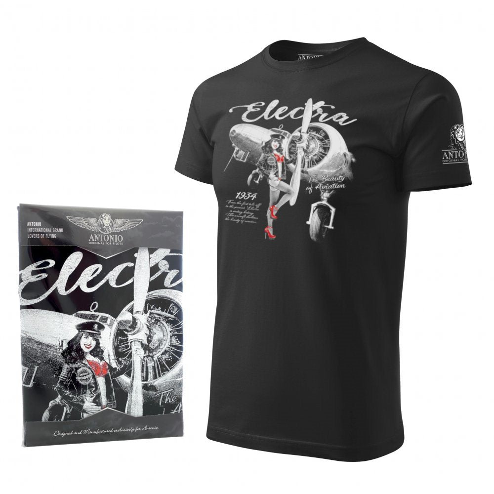 Camiseta negra Triko con estampado Lockheed L-10 Electra