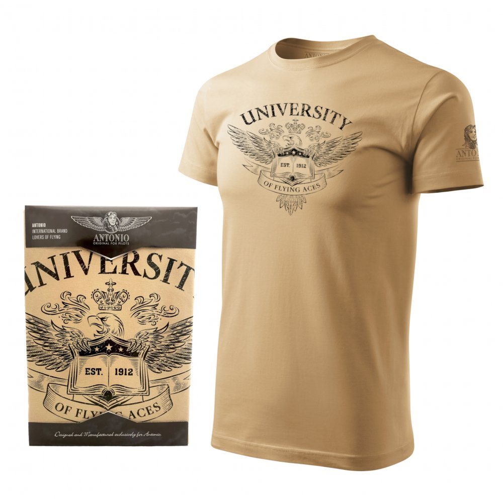 Camiseta con estampado UNIVERSITY leteckých es COYOTE, manga corta