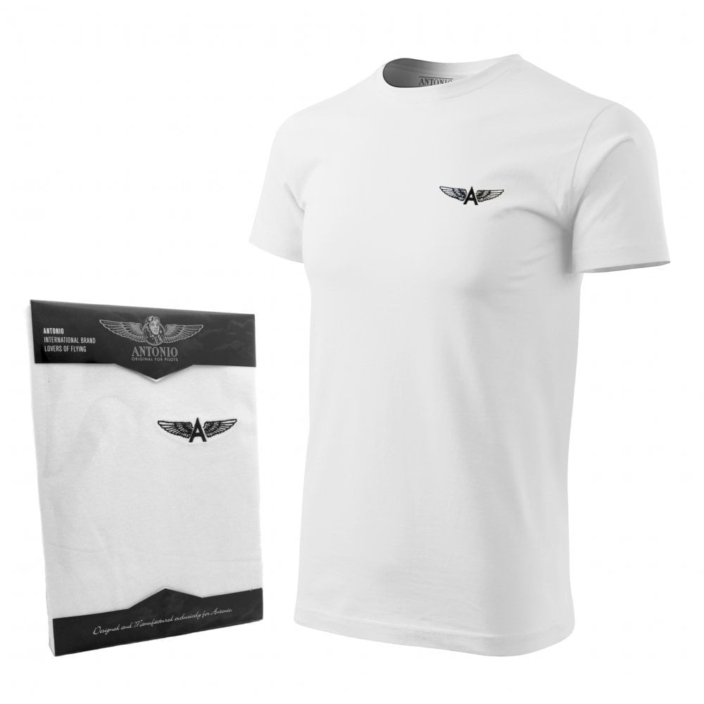 Camiseta blanca ANTONIO WINGS con bordado en el lado del corazón