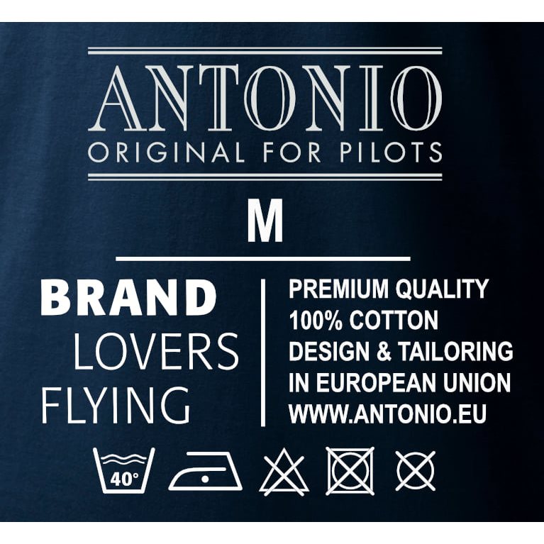Camiseta azul relacionada con intento de récord de distancia en ultraligero, colaboración FLYING REVUE, gramaje 200 g/m²