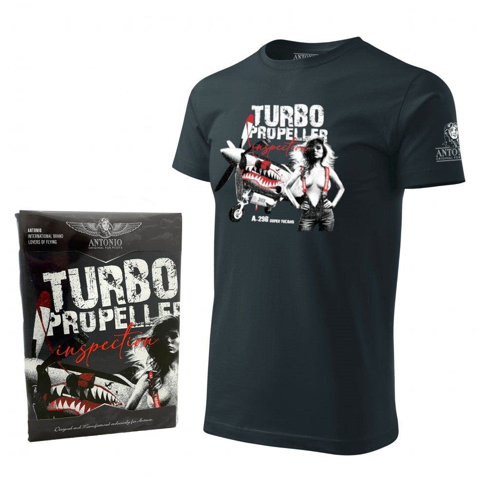 Camiseta TURBO PROPELLER con motivo del avión A-29B Super Tucano gris