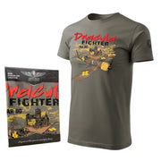 Camiseta con estampado del avión IAR 80 DRACUA en gris-verde