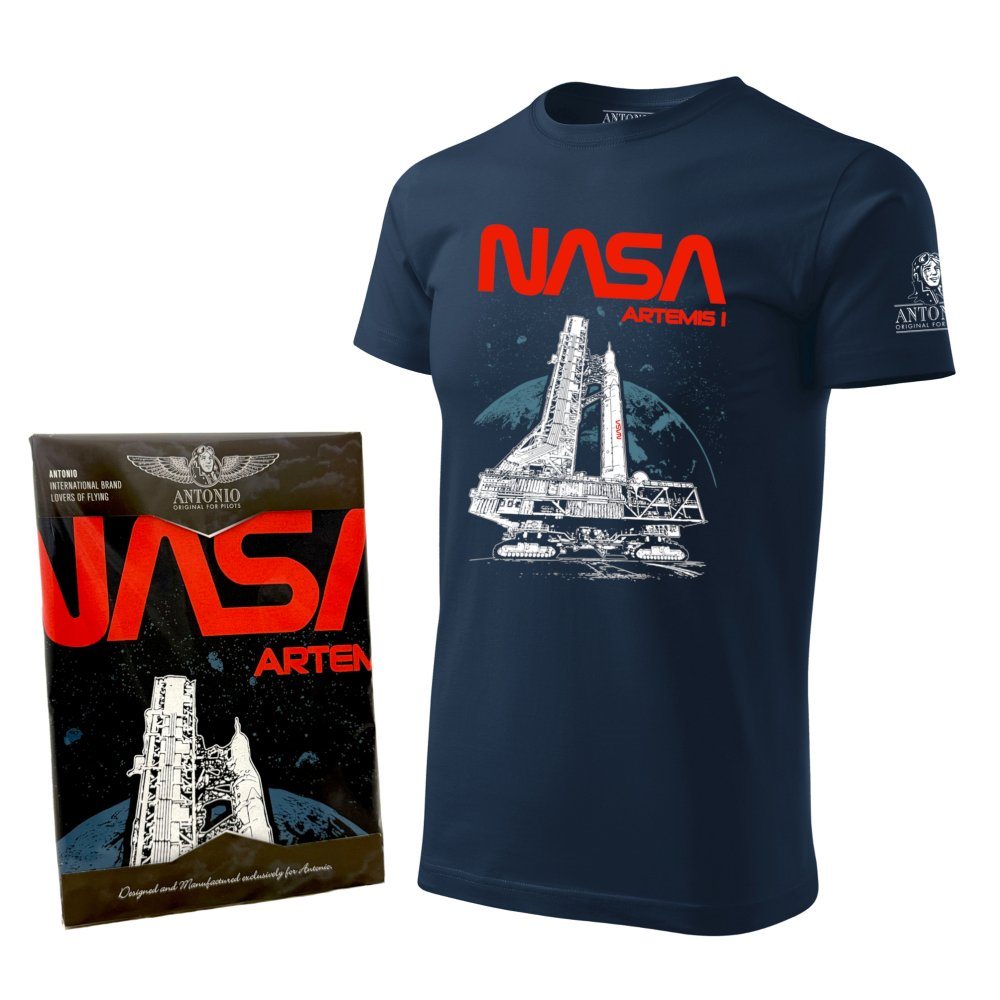 Camiseta azul con motivo NASA ARTEMI I - vista frontal